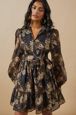 Robe Mini à Col en Organza