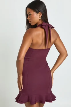 boohoo Robe Mini à Col Halter et Ourlet Asymétrique<Femme Robes Patineuses|Robes Remise De Diplôme