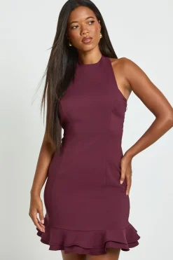 boohoo Robe Mini à Col Halter et Ourlet Asymétrique<Femme Robes Patineuses|Robes Remise De Diplôme