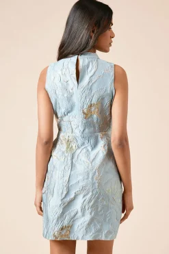 Robe Mini Col Halter Jacquard Luxe Petite DP