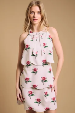Robe Mini à Col Halter à Volants Festonnés
