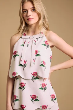 Robe Mini à Col Halter à Volants Festonnés
