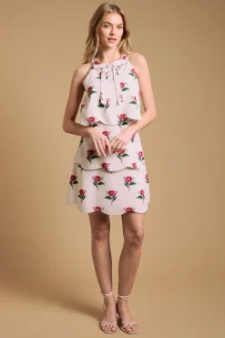 Robe Mini à Col Halter à Volants Festonnés