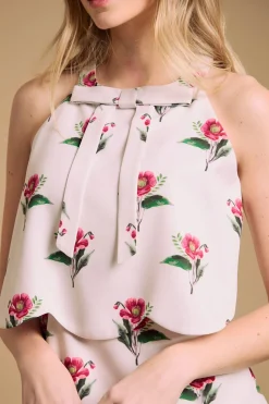 Robe Mini à Col Halter à Volants Festonnés