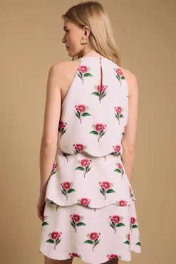 Robe Mini à Col Halter à Volants Festonnés