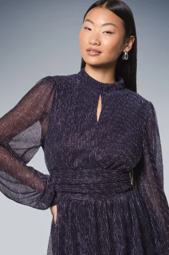 Robe Mini Col Haut en Jersey Plissé Sparkle Luxe Petite DP