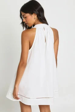Robe Mini Col Haut À Inserts Ajourés