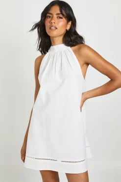 Robe Mini Col Haut À Inserts Ajourés