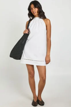 Robe Mini Col Haut À Inserts Ajourés