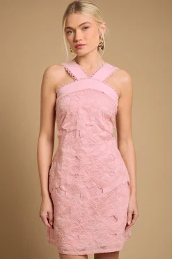 Robe Mini À Col Licou Avec Broderies Florales