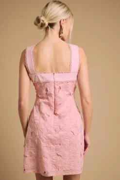 Robe Mini À Col Licou Avec Broderies Florales