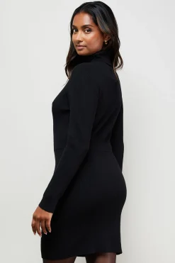 Robe Mini Col Montant à Boutonnage