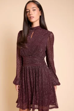 Dorothy Perkins Robe Mini Col Montant en Jersey Plissé Pailleté DP Luxe<Femme Robes À Manches Longues|Robes