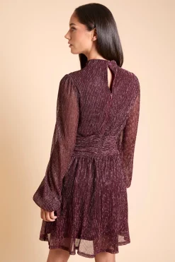 Dorothy Perkins Robe Mini Col Montant en Jersey Plissé Pailleté DP Luxe<Femme Robes À Manches Longues|Robes