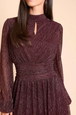 Dorothy Perkins Robe Mini Col Montant en Jersey Plissé Pailleté DP Luxe<Femme Robes À Manches Longues|Robes