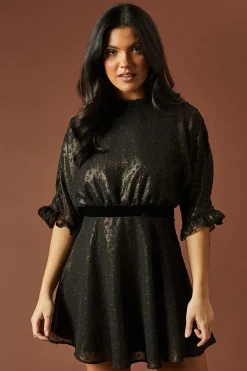 Robe Mini à Col Montant Pailletée d'Occasion