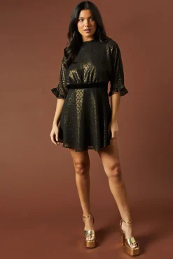 Robe Mini à Col Montant Pailletée d'Occasion