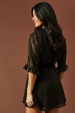 Robe Mini à Col Montant Pailletée d'Occasion