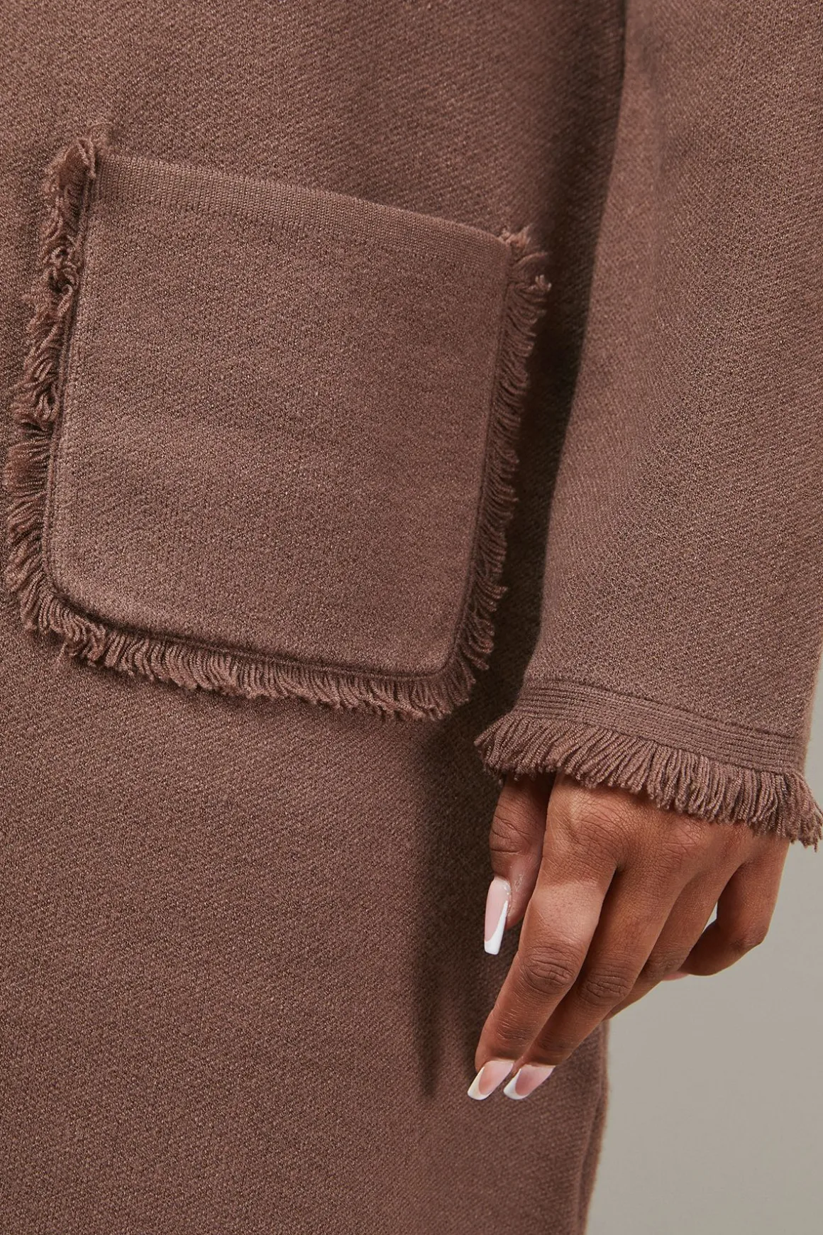 Robe Mini Col Rond à Détails Franges