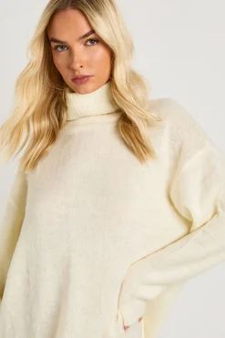 boohoo Robe Mini à Col Roulé en Maille Brossée Ultra Douce<Femme Robes À Manches Longues|Robes