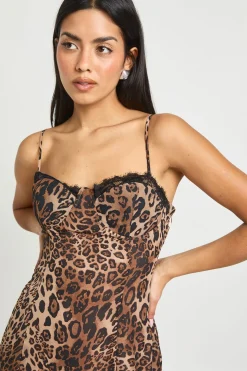 Robe Mini Contrastée Léopard & Dentelle