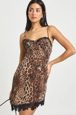 Robe Mini Contrastée Léopard & Dentelle