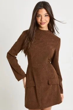 boohoo Robe mini Cord à col haut<Femme Robes À Manches Longues|Robes