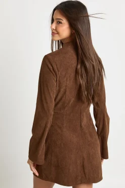 boohoo Robe mini Cord à col haut<Femme Robes À Manches Longues|Robes