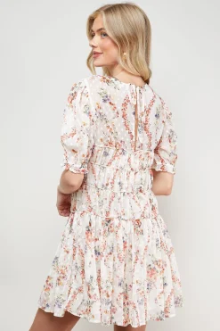 Oasis Robe Mini à Corsage Froncé en Dobby Imprimé<Femme Robes|Toutes Les Robes