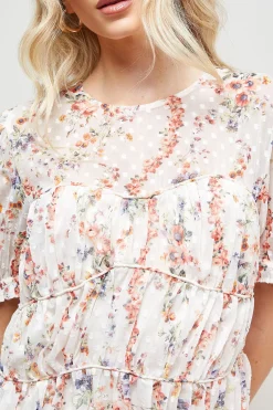 Oasis Robe Mini à Corsage Froncé en Dobby Imprimé<Femme Robes|Toutes Les Robes