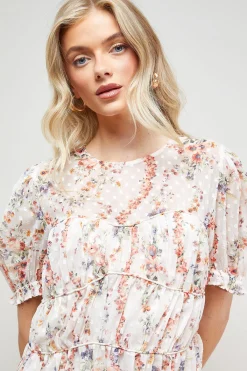 Oasis Robe Mini à Corsage Froncé en Dobby Imprimé<Femme Robes|Toutes Les Robes