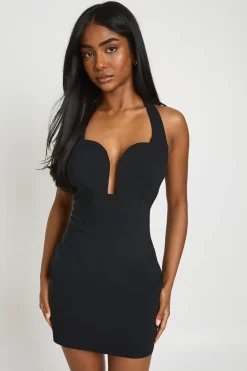 boohoo Robe Mini Corset Dos Nu En Bengaline Avec Encolure Licou Et Découpes<Femme Robes Corset|Robes Moulantes