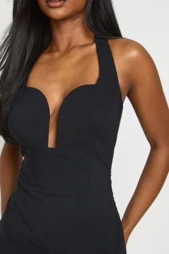 boohoo Robe Mini Corset Dos Nu En Bengaline Avec Encolure Licou Et Découpes<Femme Robes Corset|Robes Moulantes
