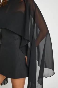 boohoo Robe Mini Corset À Détail Cape En Mousseline<Femme Robes Corset|Robes Moulantes