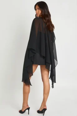 boohoo Robe Mini Corset À Détail Cape En Mousseline<Femme Robes Corset|Robes Moulantes