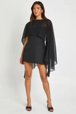boohoo Robe Mini Corset À Détail Cape En Mousseline<Femme Robes Corset|Robes Moulantes