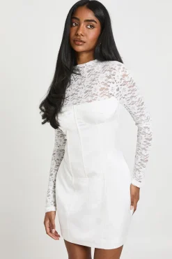boohoo Robe Mini Corset en Dentelle à Col Montant<Femme Robes Corset|Robes Moulantes