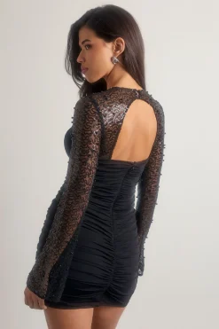 Robe mini à corset et détails en perles
