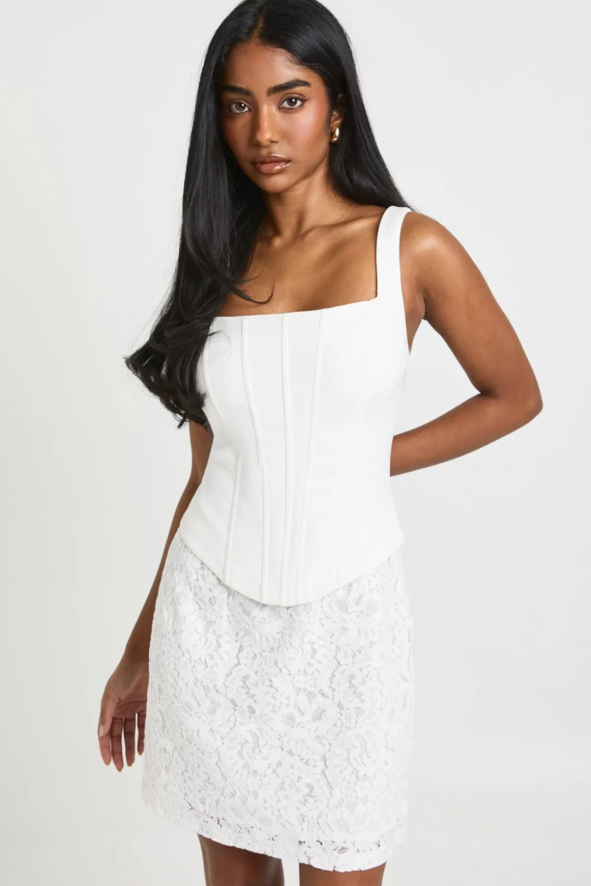 Robe Mini à Corset Lacé avec Bretelles