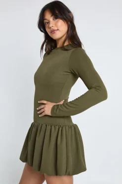 Robe mini à côtes Puffball