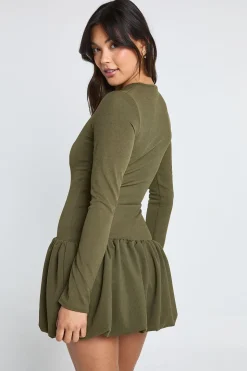 Robe mini à côtes Puffball