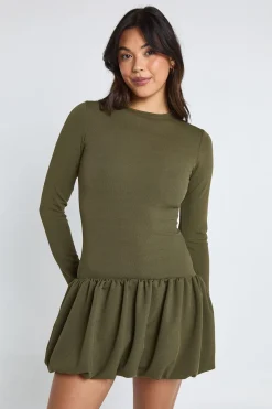 Robe mini à côtes Puffball