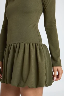 Robe mini à côtes Puffball
