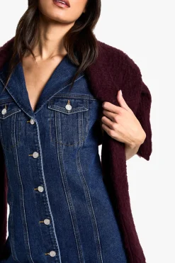 boohoo Robe Mini Denim Cintrée Sans Manches pour Grandes Tailles<Femme Denim|Denim