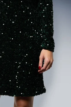 Robe Mini d'Occasion à Épaulettes et Sequins