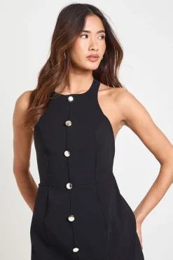 boohoo Robe Mini Dos Nu En Bengaline Avec Boutons Dorés<Femme Robes|Robes De Soirée