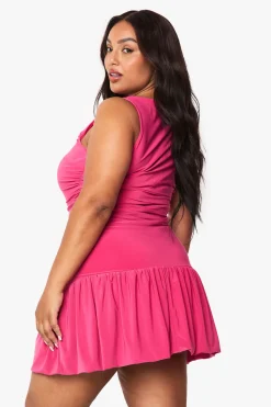 boohoo Robe mini à double couche avec ourlet tombant<Femme Robes Patineuses|Robes
