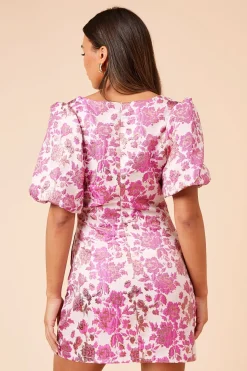 Dorothy Perkins Robe Mini DP Luxe à Encolure Carrée en Jacquard Rose<Femme Robes|Toutes Les Robes