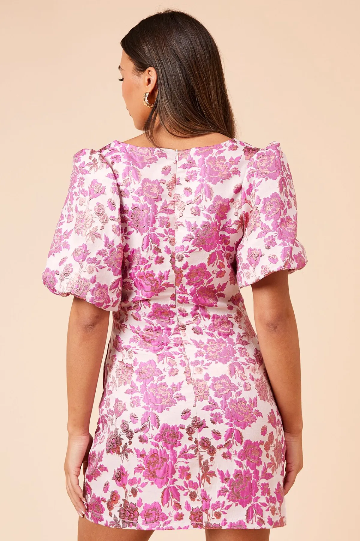 Dorothy Perkins Robe Mini DP Luxe à Encolure Carrée en Jacquard Rose<Femme Robes|Toutes Les Robes