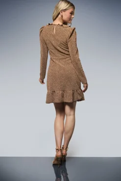 Robe Mini DP Luxe en Jersey Pailleté avec Volants Devant